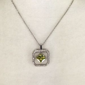 Silver and green gemstone necklace